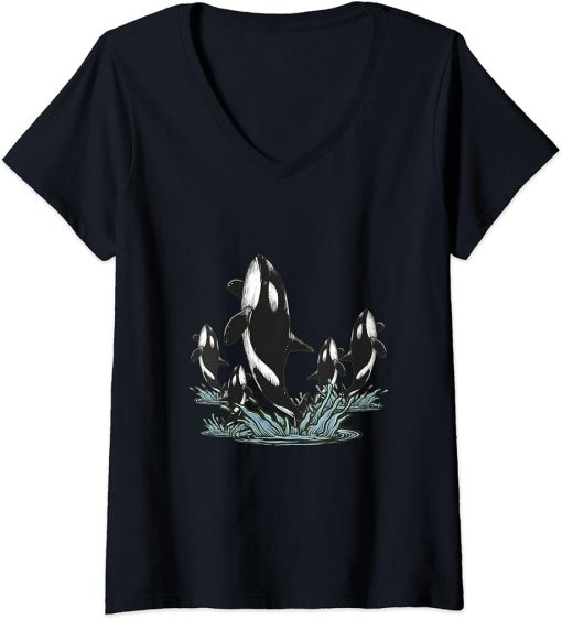 Womens Waves Orca V-Neck T-Shirt