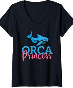 Womens Orca Princess Orca Whale V-Neck T-Shirt