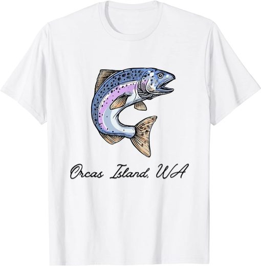 Cute Silvers Coho Salmon Fishing Art Orcas Island Washington T-Shirt