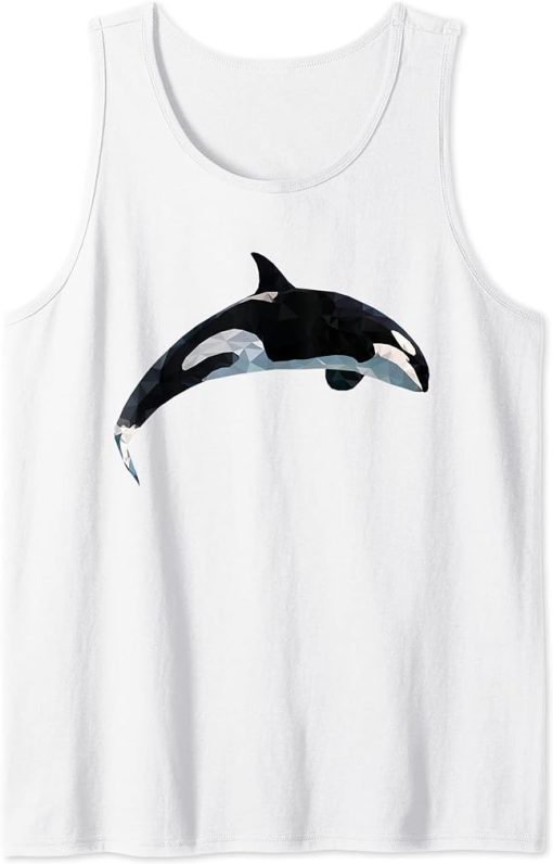 Whale Orca Shirt Whale Polygon Back Fin Sea Animal Fish Tank Top