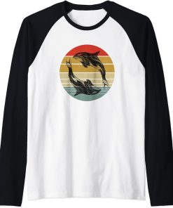 Vintage Orca Killer Whale Family Yin Yang Orcas Women Kids Raglan Baseball Tee