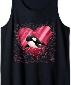 Orca Heart Funny Valentines Day Men Love orca Gifts Red Love Tank Top