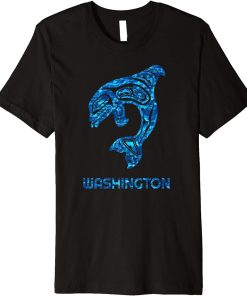 Blue Washington Native American Indian Orca Killer Whale Art Premium T-Shirt