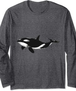 Orca Hand Drawing Orka Whale Drawing T-Shirt Choice of Motif Long Sleeve T-Shirt